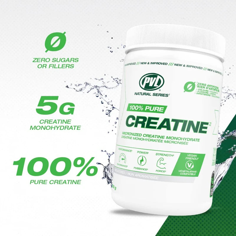 PVL 100% Pure Creatine | Creatine Monohydrate Micronized Powder | Pre-Workout Supplement | 300 g | Unflavoured