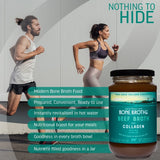 Beef Broth with Collagen Concentrate - Instant bone broth beverage boosted with grass-fed collagen. Halal Broth. Gluten Free, Preservative Free No spices or herbs. Halal Certified 375 gram Jar