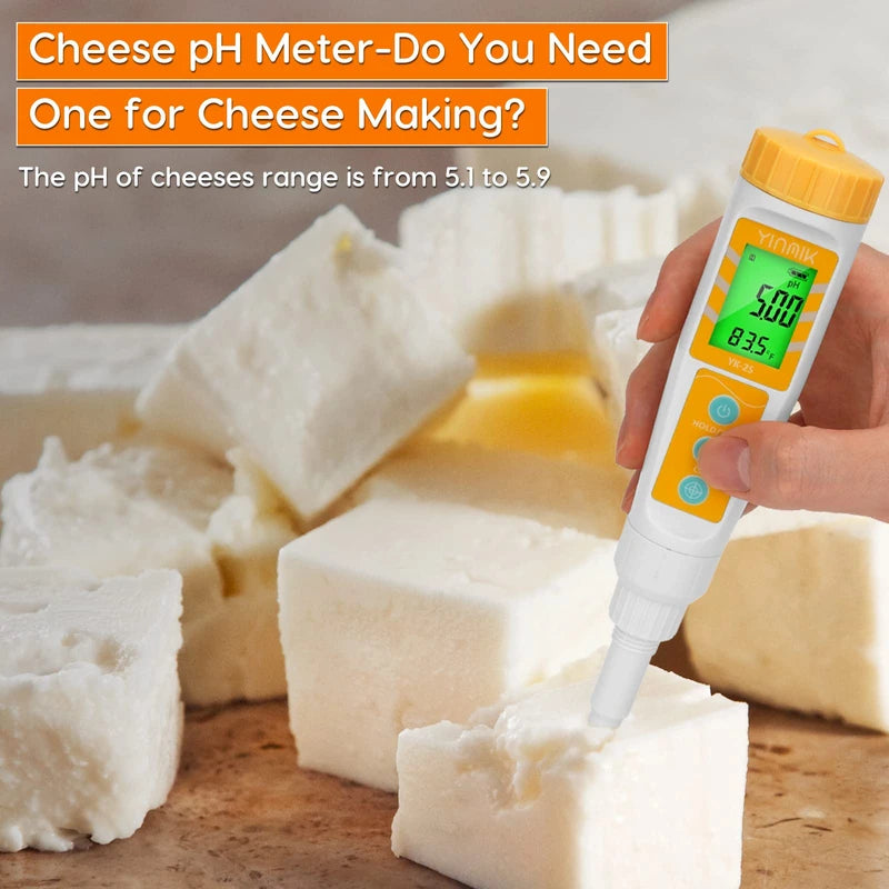 YINMIK Food pH Meter with Extra pH Replaceable Probe,Digital pH Tester for Sourdough and Bread,Food pH Tester for Meat,Canning,Cheese,Solid Samples, Soft Soil and Water