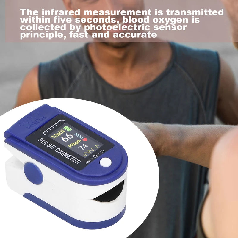 Fingertip Pulse Oximeter LED Dispaly Blood Oxygen Saturation Heart Rate Monitor with Strap