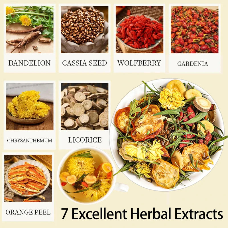 Dandelion Wolfberry Tea - Kidneys & Liver Health Tea, Seven Herbal Ingredients Natural Blend, Dandelion Chinese Wolfberry Tea Bags Organic 120g/12PC (2Bag(24Pcs))