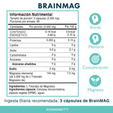 NEWMANITY BrainMAG Treonato de Magnesio - 180 Cápsulas de Alta Absorción, Suplemento Nootropico para Concentración, Memoria, Relajación, Sueño y Bienestar Mental, Fórmula de L-Treonato de Magnesio