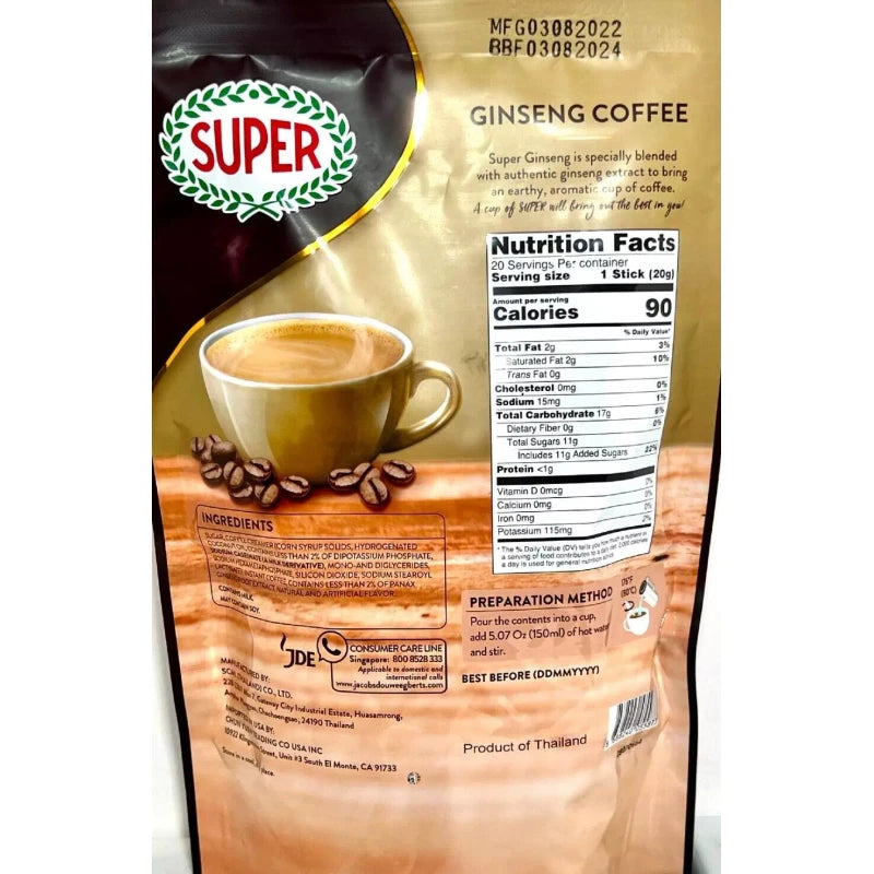 Super Ginseng Instant Coffee 20 Sachets x 20g~7/09/2026