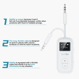 SafeFly Dual Premium Bluetooth 5.3 Transmitter Bluetooth Adapter w/Screen for AirPods or Wireless Headphones - Use with Any 3.5 mm Audio Jack for Airplanes, TV, MP3 Player, PC, Switch