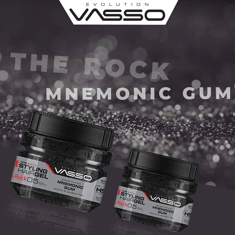 Vasso Styling Hair Gel The Rock 05 Mnemonic Gum, Silver, 500 ml