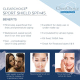 ClearChoice Sport Shield Sunscreen - Natural Face Sunscreen for Daily Use, SPF 45-4 Ounces