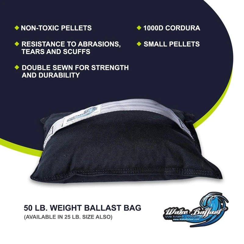 Wake BALLASTExtra fine Steel Shot Bag (50 Lb.Weight Filled) for Wakesurf Boats, Makes The Best Waves for Wake Surfing, Weight 50LBS,1000D Cordura Nylon, 3 Year Warranty, Made in USA