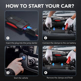 FLYLINKTECH Starthilfe Powerbank, 2000A Spitzstrom 13200mAh Tragbare Auto Starthilfe 12V für 6.0L Benzin und 5.0L Dieselmotor, IP66 Wasserdicht Starter Powerbank mit LED Taschenlampe