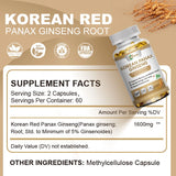 ZHPHK - Korean Red Panax Ginseng 1600mg 120 Capsules - No Fillers Extra Strength NON-GMO