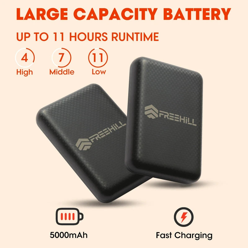 FREEHILL Merino Wool Heated Socks for Men Women, 5000mAh One-Click Control Rechargeable Cold Weather Heated Ski Socks (Black, XL)