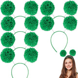 6 Pieces Pom Pom Headband Pom Yarn Headbopper Fluffy Ball Hairband for Adults Kids Events Celebrations Themed Parties (Green)