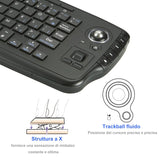 Fonicer [Updated] Multimedia 2.4Ghz Wireless Mini Keyboard with Trackball Mouse Scroll Wheel for PC/Mac/Android Tv Box, Remote Controller,X Structure，QWERTY UK Layout
