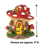 Fairy Village Houses, Resin - Hand-painted - 9"H - Set of 5