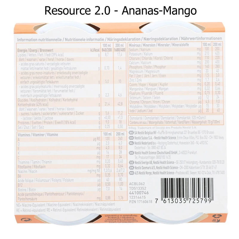 Nestlé resource 2.0, 24 x 200 ml, mixed box