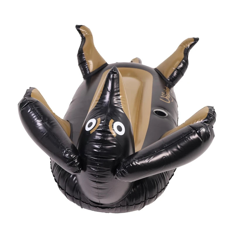 Urageidogi Funny Inflatable Black Dog Pool Float with Cup Holder for Adults, Teens, Pets, Dogs, Animal Floats for Pool, Black/brown
