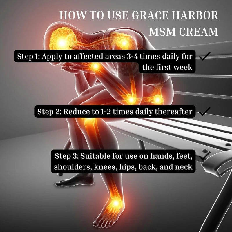 Grace Harbor MSM Cream Extra Strength - Nourishing Skin, Muscle, and Joint Therapy – Goat Milk, Essential Oils, Vitamin E – Non-Greasy Whole Body Rub – Made with Prayer in USA - 4 Ounce