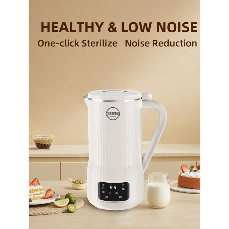 BUAIAHUG 20oz Nut Milk Maker Machine - Multi-Functional Automatic Almond with 10 Blades, Plant-Based, Oat, Soy, and Dairy Free Beverages 12 Hours Timer/Auto-clean/Room Temp/Keep Warm/Boil, White