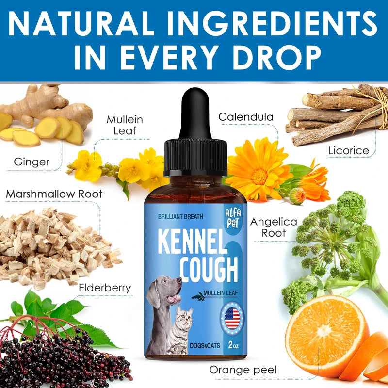 Alfa Pet Dog Cough Treatment Liquid ? Cat and Dog Cough Suppressant ? Natural Supplement for All Breeds ? Care for Breathing During All Life Cycle ? Marshmallow Root + Mullein Leaf in The Composition ? 2 Oz